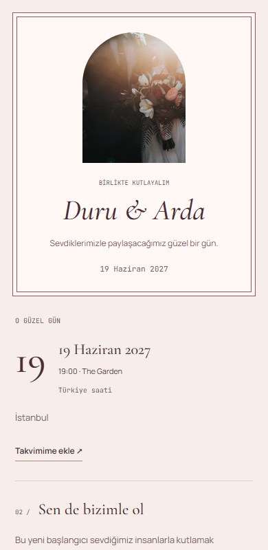 Duru ve Arda için romantik davetiye vitrini