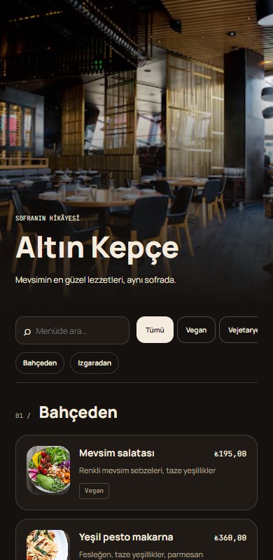 Altın Kepçe restoranının fotoğraflı dijital menüsü